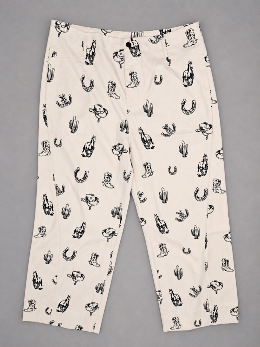Western Print Pants Horse Cactus Tan Wide Leg Size XXL - Picture 2 of 6